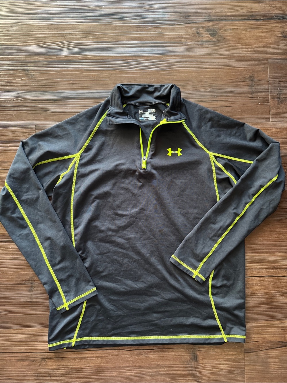 Under Armour Men's Black Quarter-Zip Performance Jacket with Neon Yellow Trim